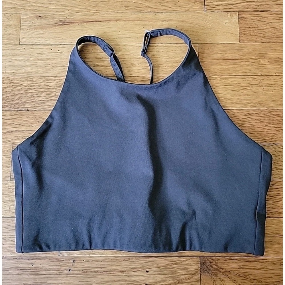 Grlfrnd Collective Topanga High Neck Sports Bra Crop Top Gray Active Athleisure
